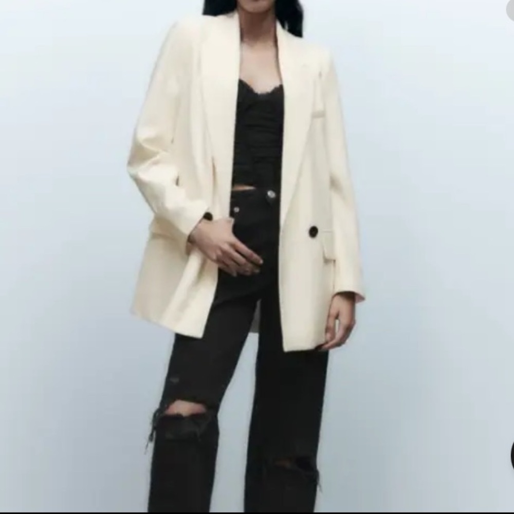 Zara oversized flowy white blazer size M